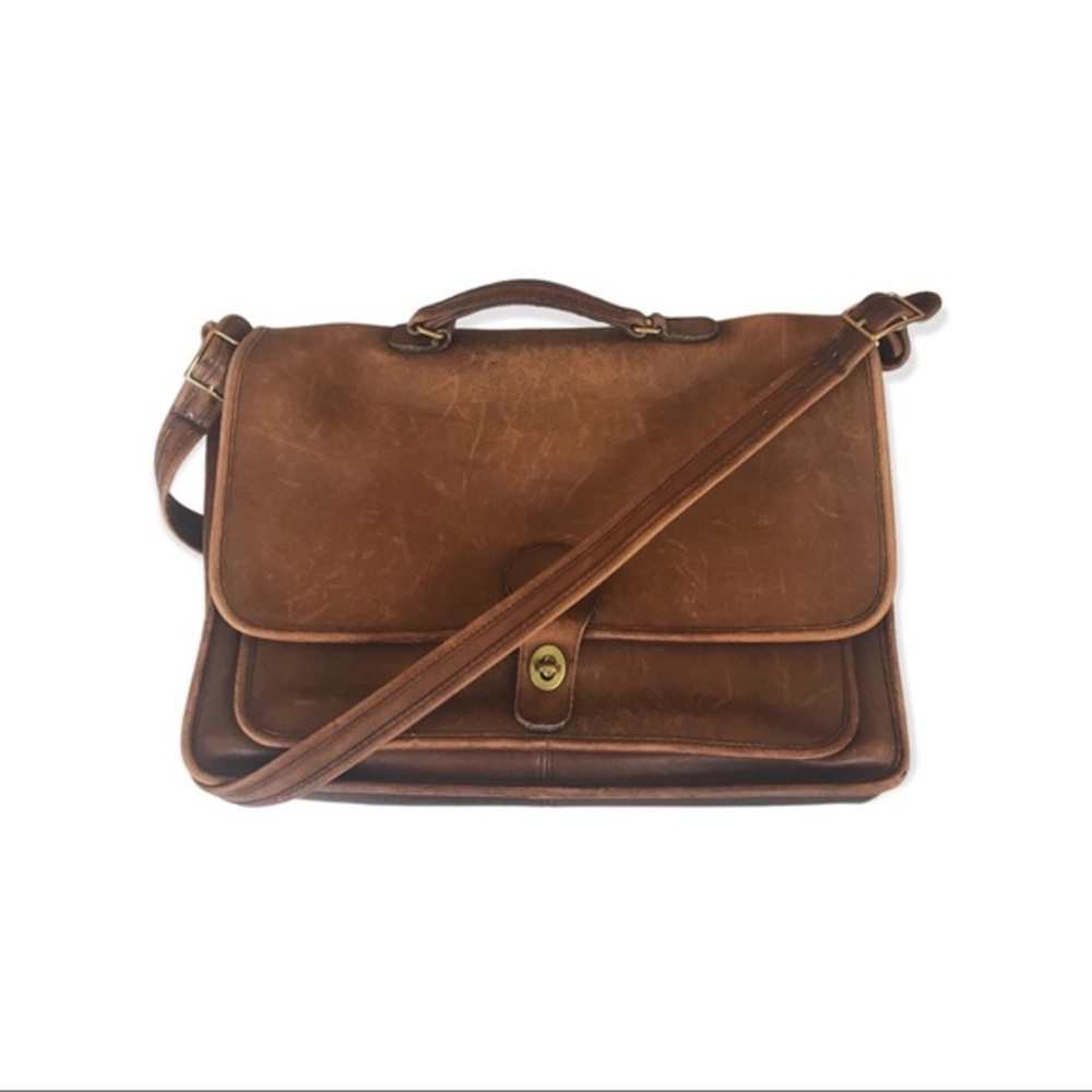 Vintage Coach Briefcase Brown Leather